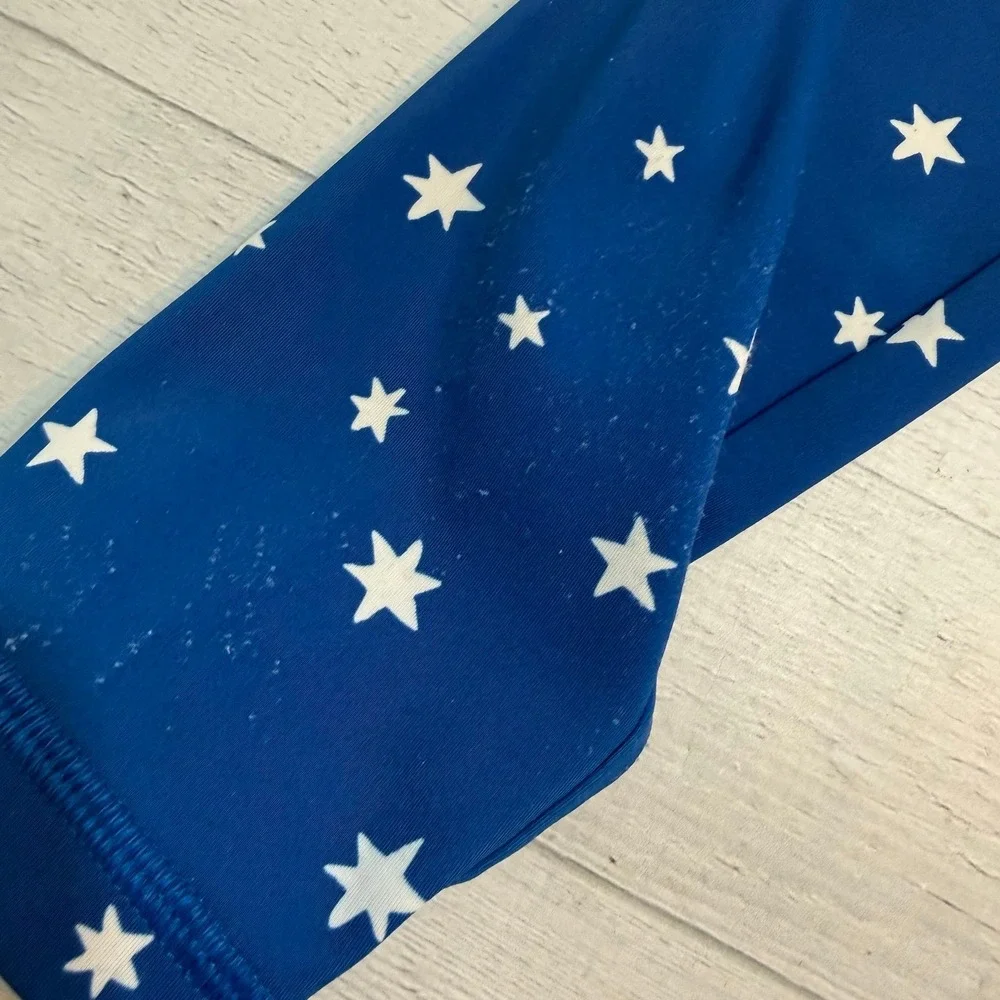 Hanna‎ Andersson kids blue with white stars long sleeve rash guard 150/12
